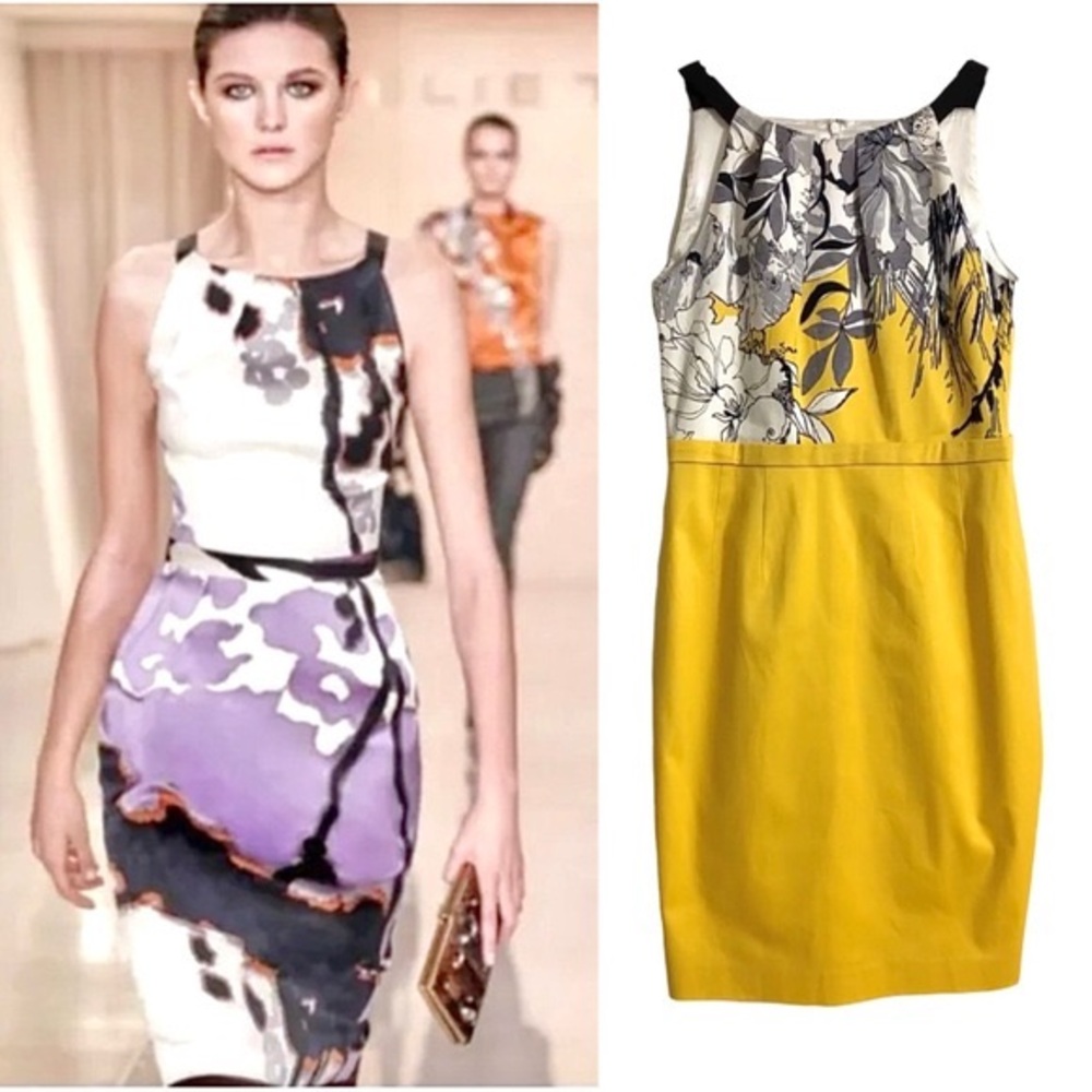 🛍️ T. TAHARI “RARE” Yellow Sleeveless Floral Belted Halter Neck Dress - Size 4